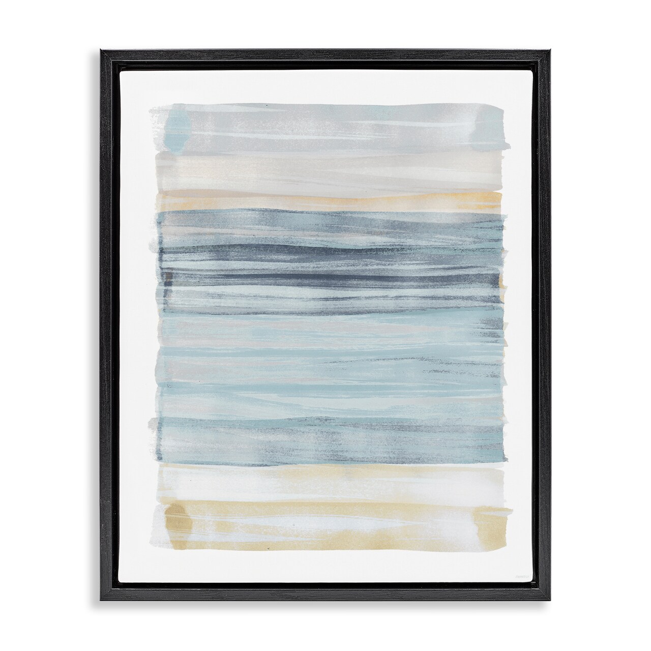 Stupell Industries Tranquil Blue Beige Stripes Pattern Casual Painting Floating Frame Design By Dan Meneely